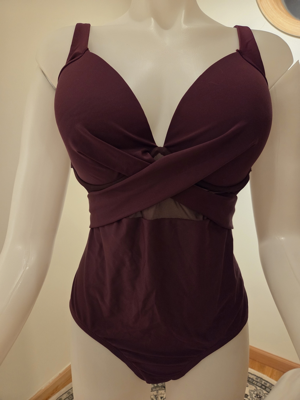 Plum Cross-Front Sculpting One-Piece Swimsuit